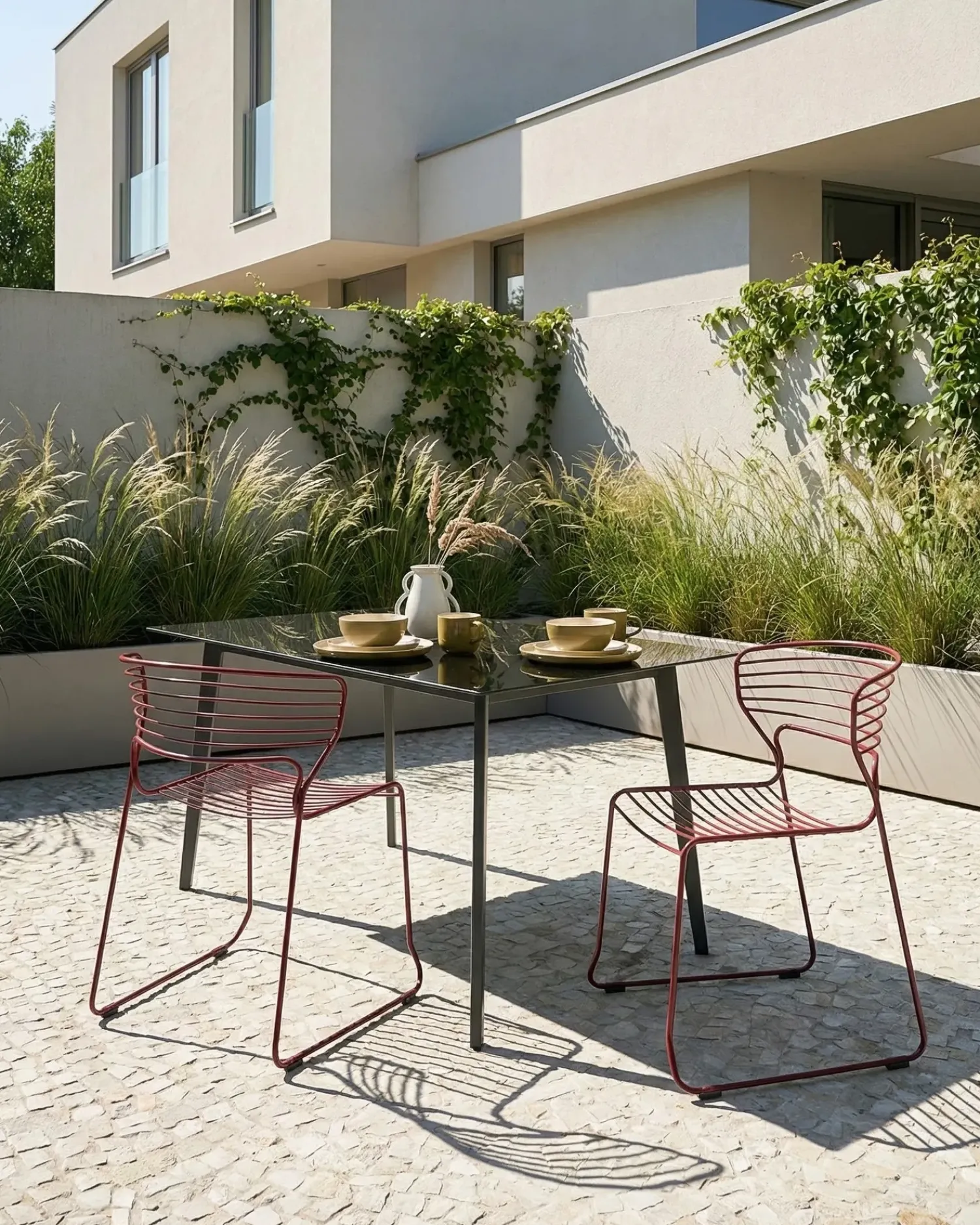Online Beliani Set di 2 sedie da giardino PISTOIA Metallo Rosso