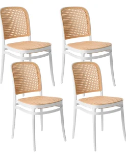 Online Beliani Set di 4 sedie da giardino PLOSE Bianco/Beige Bianco Beige