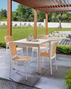 Online Beliani Set di 4 sedie da giardino PLOSE Bianco/Beige Bianco Beige