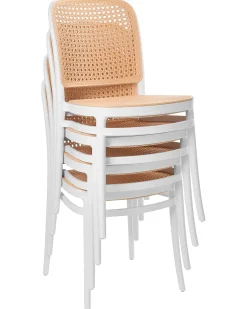 Online Beliani Set di 4 sedie da giardino PLOSE Bianco/Beige Bianco Beige