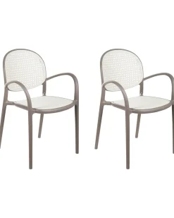 Best Beliani Set di 2 sedie da giardino POVOLETTO Materiale sintetico Marrone chiaro Bianco Marrone