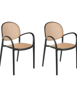 Clearance Beliani Set di 2 sedie da giardino POVOLETTO Materiale sintetico Nero Beige Nero