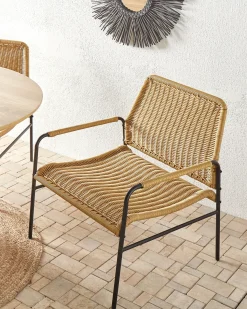 Clearance Beliani Set di 2 sedie da giardino PRASIMO Rattan sintetico (PE) Naturale Beige Naturale Nero