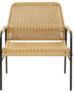 Clearance Beliani Set di 2 sedie da giardino PRASIMO Rattan sintetico (PE) Naturale Beige Naturale Nero