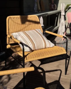 Clearance Beliani Set di 2 sedie da giardino PRASIMO Rattan sintetico (PE) Naturale Beige Naturale Nero