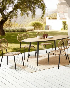 Online Beliani PRATELLO Rattan sintetico (PE) Naturale Beige Naturale Nero
