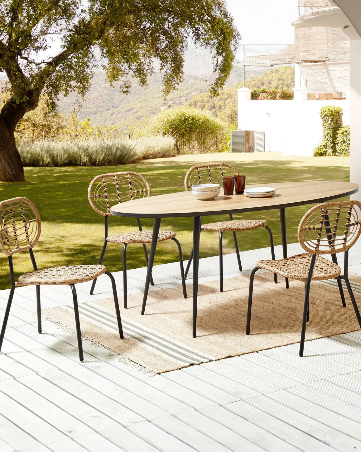 Online Beliani PRATELLO Rattan sintetico (PE) Naturale Beige Naturale Nero