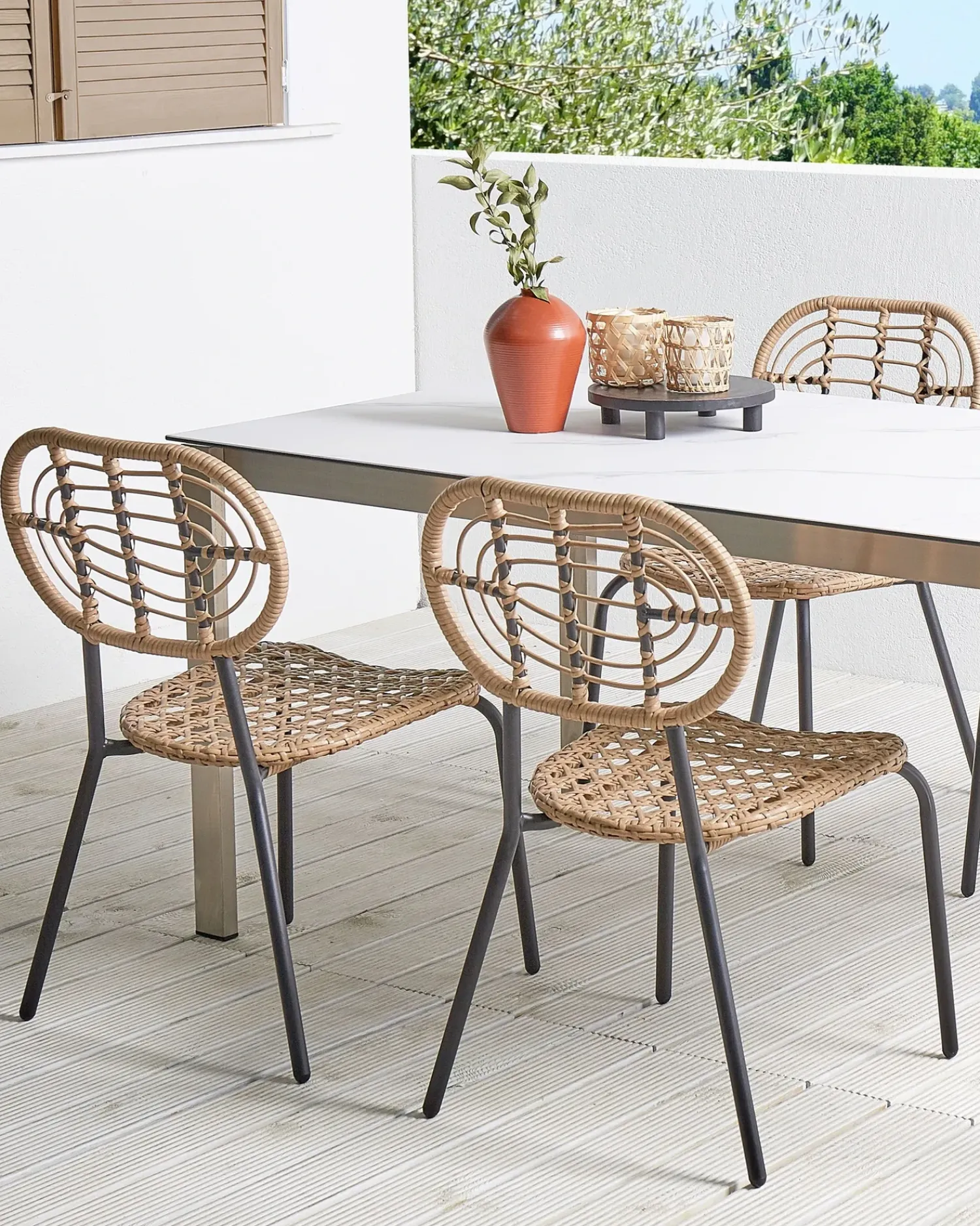 Online Beliani PRATELLO Rattan sintetico (PE) Naturale Beige Naturale Nero