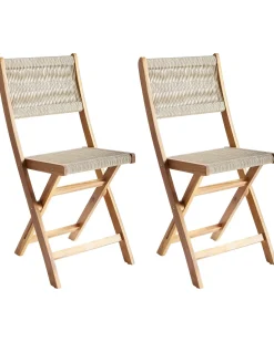 Discount Beliani PROSSEDI Pieghevole Legno d'acacia Beige Beige Marrone