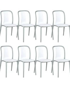 New Beliani Set di 8 sedie da giardino SPEZIA Bianco Bianco Grigio