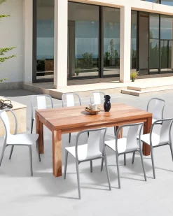 New Beliani Set di 8 sedie da giardino SPEZIA Bianco Bianco Grigio
