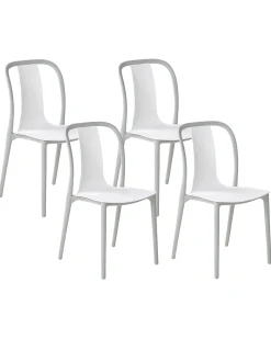 Best Beliani Set di 4 sedie da giardino SPEZIA Bianco Bianco Grigio