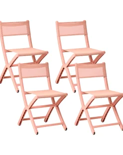 Clearance Beliani Set di 4 sedie da giardino TALCA Pieghevole Corallo Rosso