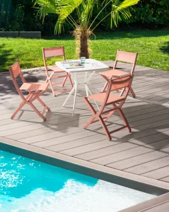 Clearance Beliani Set di 4 sedie da giardino TALCA Pieghevole Corallo Rosso