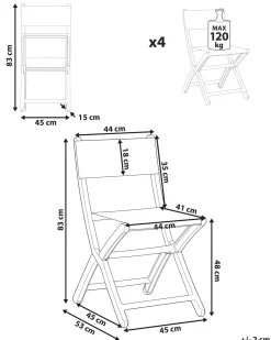 Beliani Set di 4 sedie da giardino TALCA scuro Grigio