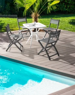 Beliani Set di 4 sedie da giardino TALCA scuro Grigio