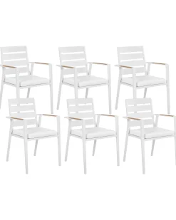 Best Beliani Set di 6 sedie da giardino TAVIANO Metallo Bianco Bianco Marrone