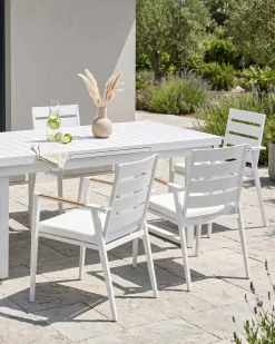 Best Beliani Set di 6 sedie da giardino TAVIANO Metallo Bianco Bianco Marrone
