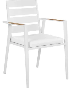 Best Beliani Set di 6 sedie da giardino TAVIANO Metallo Bianco Bianco Marrone