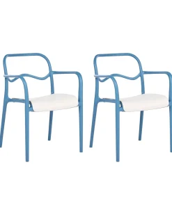 Clearance Beliani Set di 2 sedie da giardino THASOS Materiale sintetico Blu Beige Blu