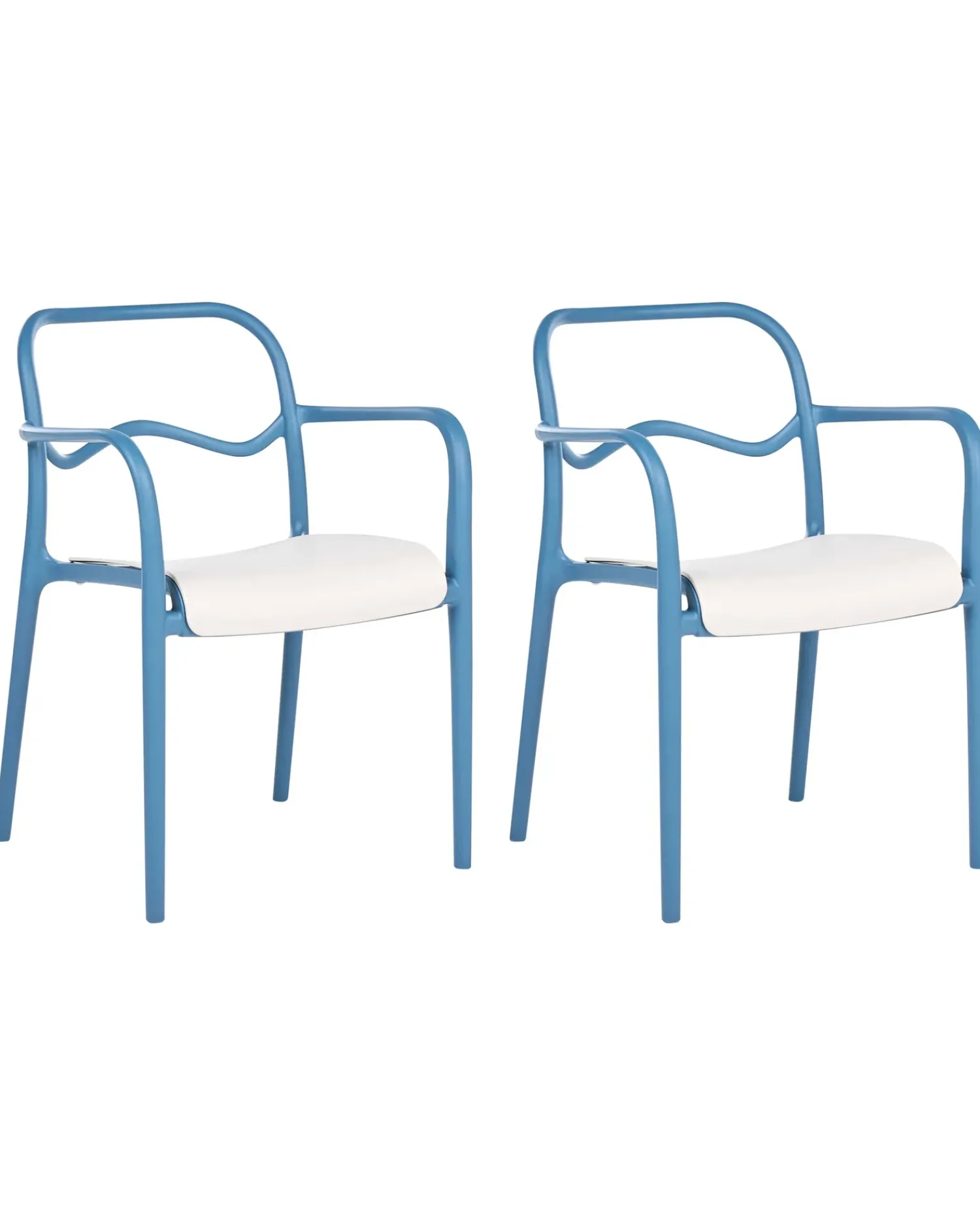 Clearance Beliani Set di 2 sedie da giardino THASOS Materiale sintetico Blu Beige Blu