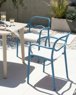 Clearance Beliani Set di 2 sedie da giardino THASOS Materiale sintetico Blu Beige Blu
