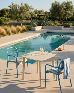 Clearance Beliani Set di 2 sedie da giardino THASOS Materiale sintetico Blu Beige Blu