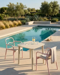 Best Beliani Set di 2 sedie da giardino THASOS Materiale sintetico Rosa pastello Beige Rosa