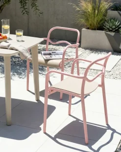 Best Beliani Set di 2 sedie da giardino THASOS Materiale sintetico Rosa pastello Beige Rosa