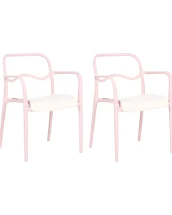 Best Beliani Set di 2 sedie da giardino THASOS Materiale sintetico Rosa pastello Beige Rosa