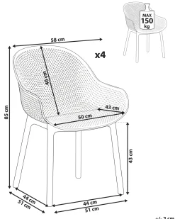 Sale Beliani Set di 4 sedie da giardino TIGGIANO Corallo Arancione