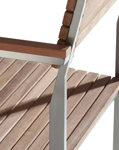 New Beliani Set di 6 sedie da giardino VIAREGGIO Legno di teak Marrone Argento Marrone