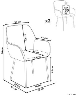 Set di 2 sedie da pranzo ALDEN Bouclé Beige chiaro