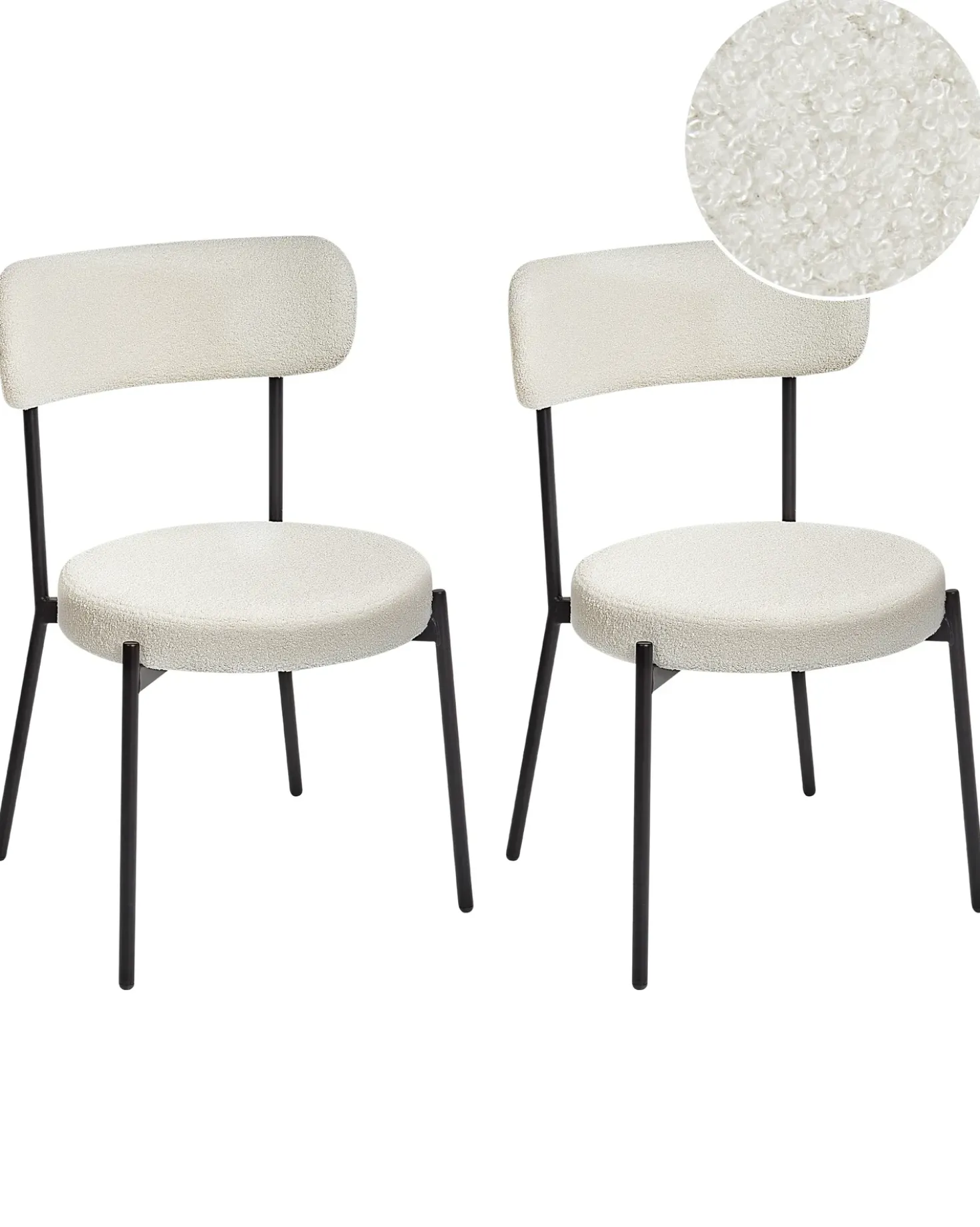 Set di 2 sedie da pranzo ALLISON Bouclé Bianco