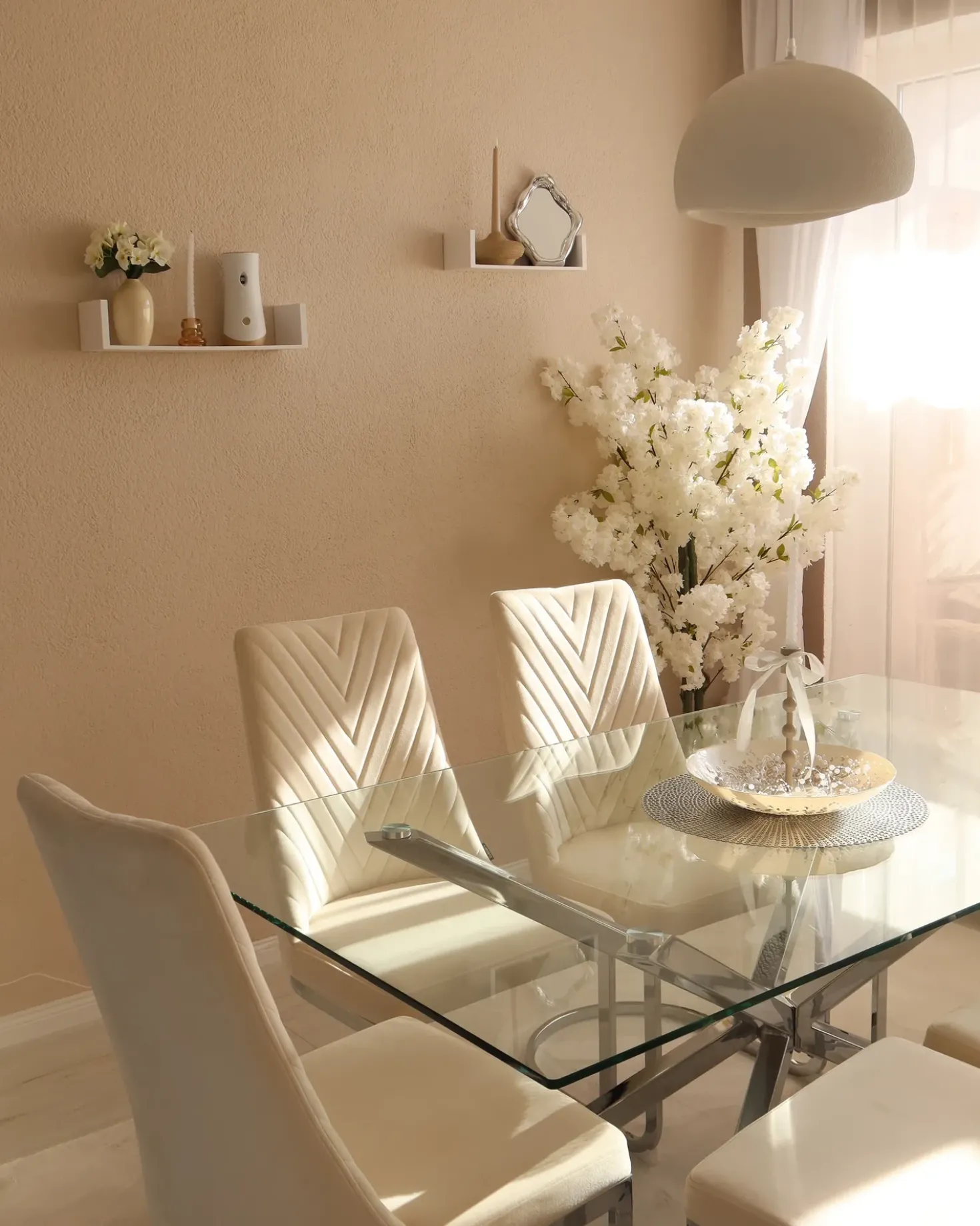 Set di 2 sedie da pranzo ALTOONA Velluto Bianco sporco