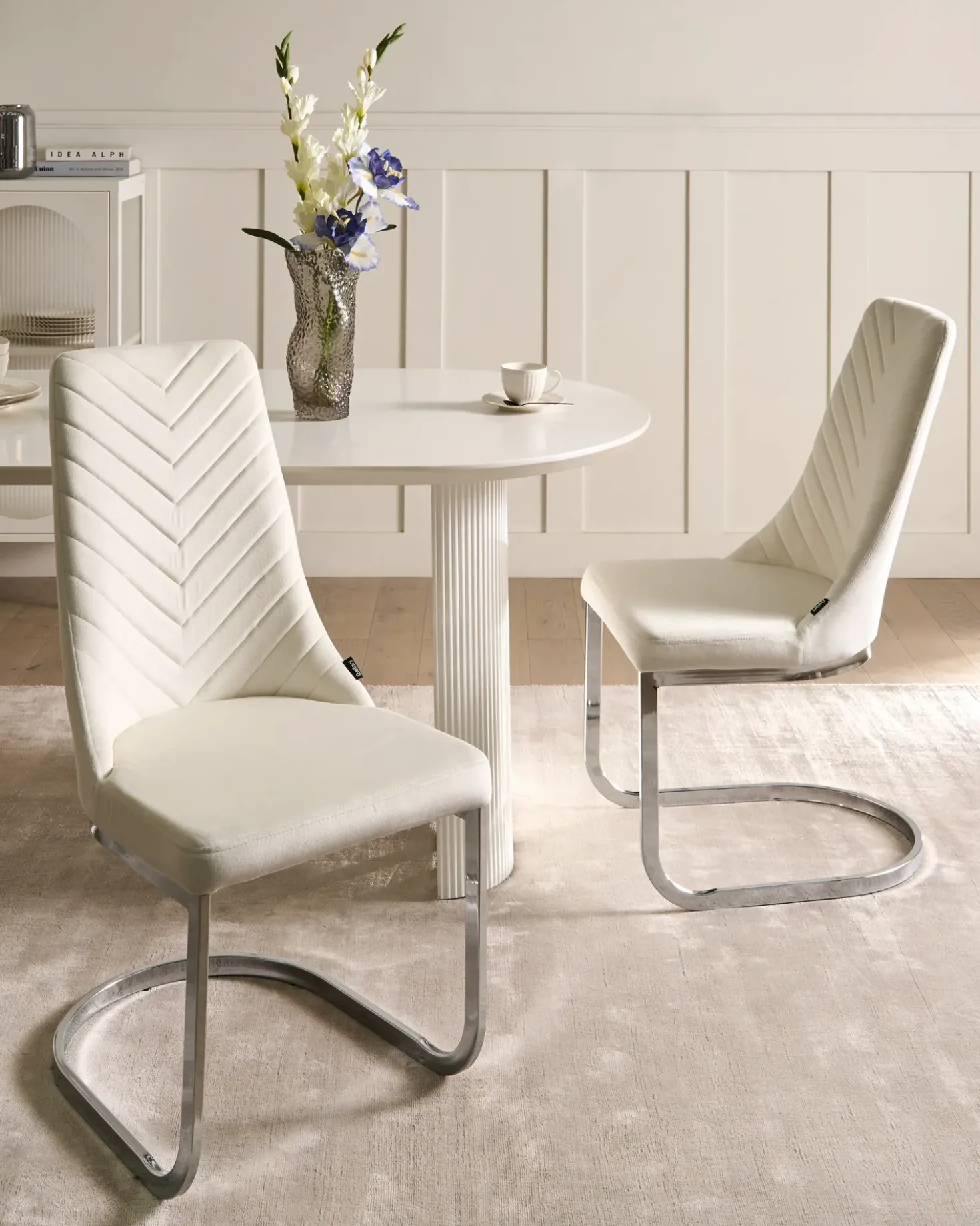Set di 2 sedie da pranzo ALTOONA Velluto Bianco sporco