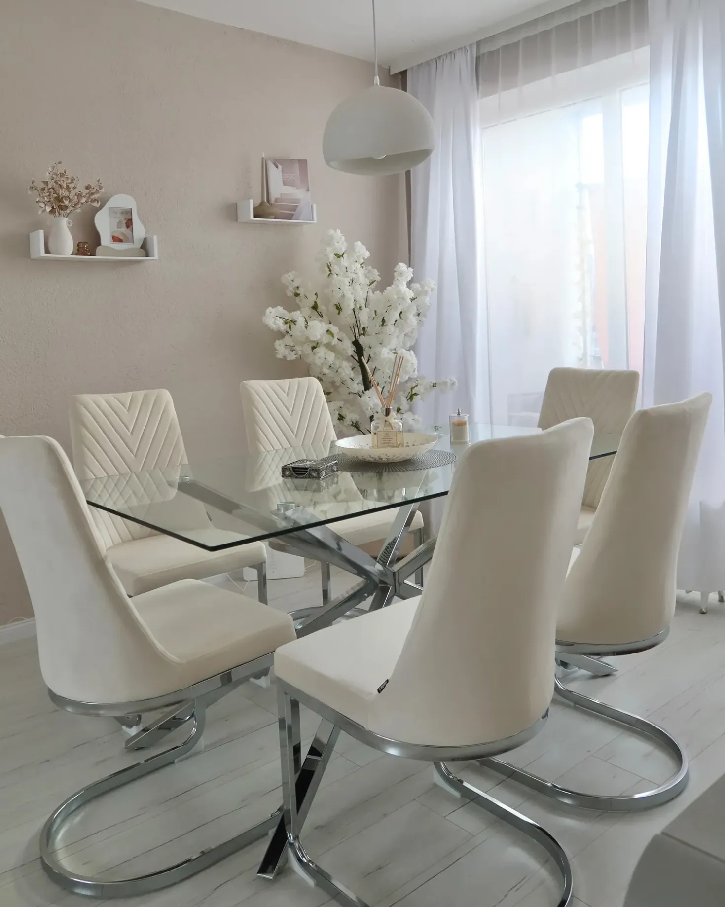 Set di 2 sedie da pranzo ALTOONA Velluto Bianco sporco