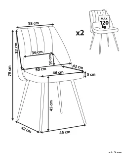 Set di 2 sedie da pranzo ANSLEY Velluto Grigio