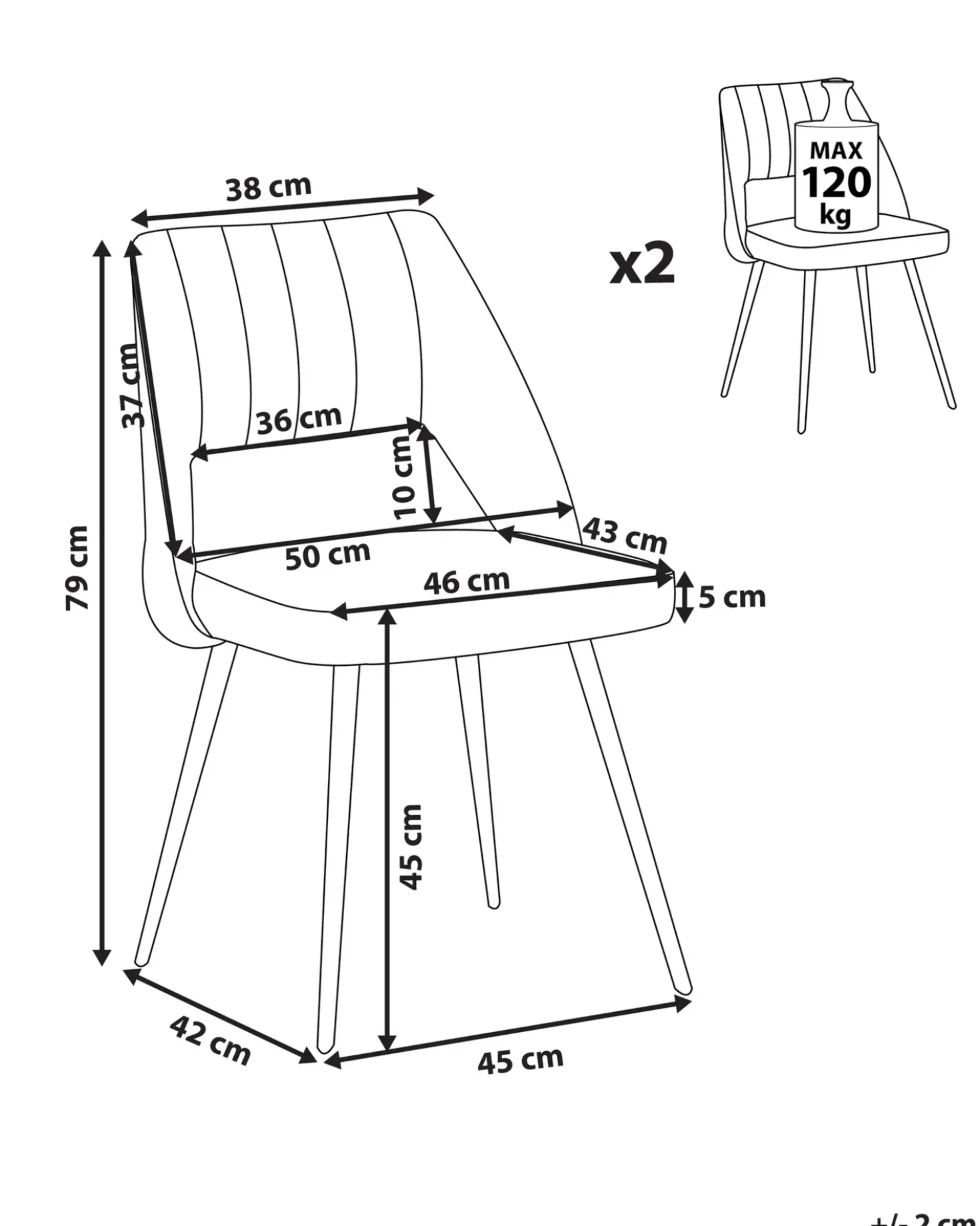 Set di 2 sedie da pranzo ANSLEY Velluto Grigio