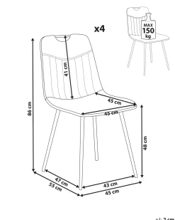 Set di 4 sedie da pranzo ARGYLE Velluto Grigio chiaro