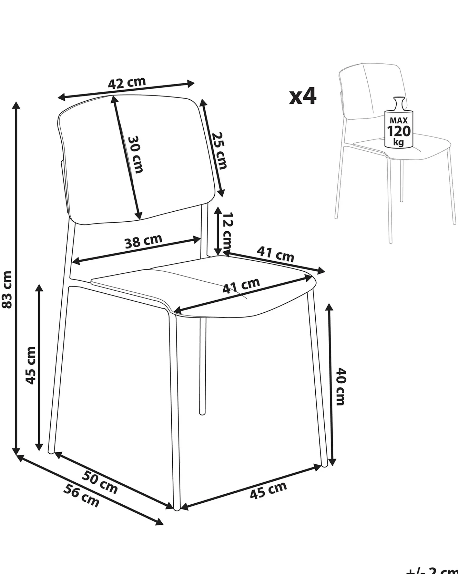 Set di 4 sedie da pranzo ASTORIA Nero