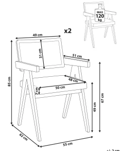 Set di 2 sedie da pranzo AVA Legno Marrone/Tortora