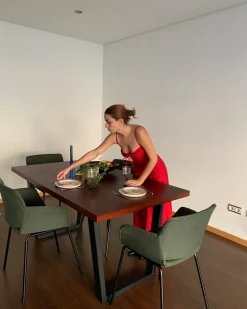 Set di 2 sedie da pranzo AXTEL Tessuto Verde