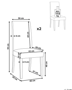 Set di 2 sedie da pranzo BROADWAY Tessuto Grigio