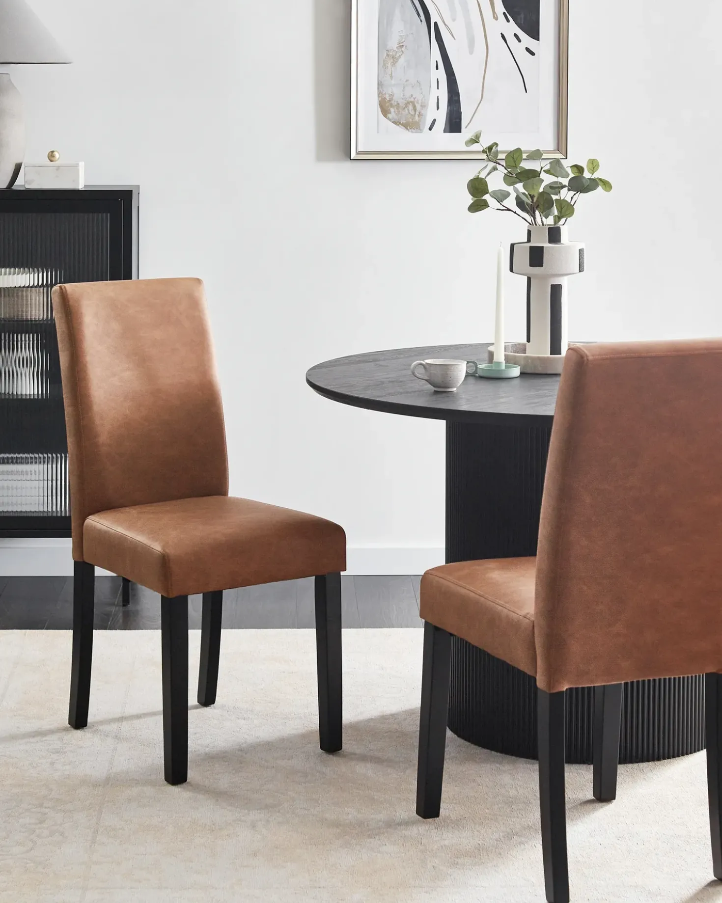 Set di 2 sedie da pranzo BROADWAY Pelle sintetica Marrone dorato