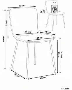 Set di 4 sedie da pranzo CALDWELL Tessuto Beige chiaro
