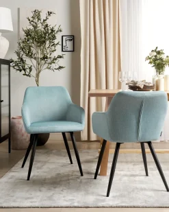 Set di 2 sedie da pranzo CASMALIA Velluto Azzurro