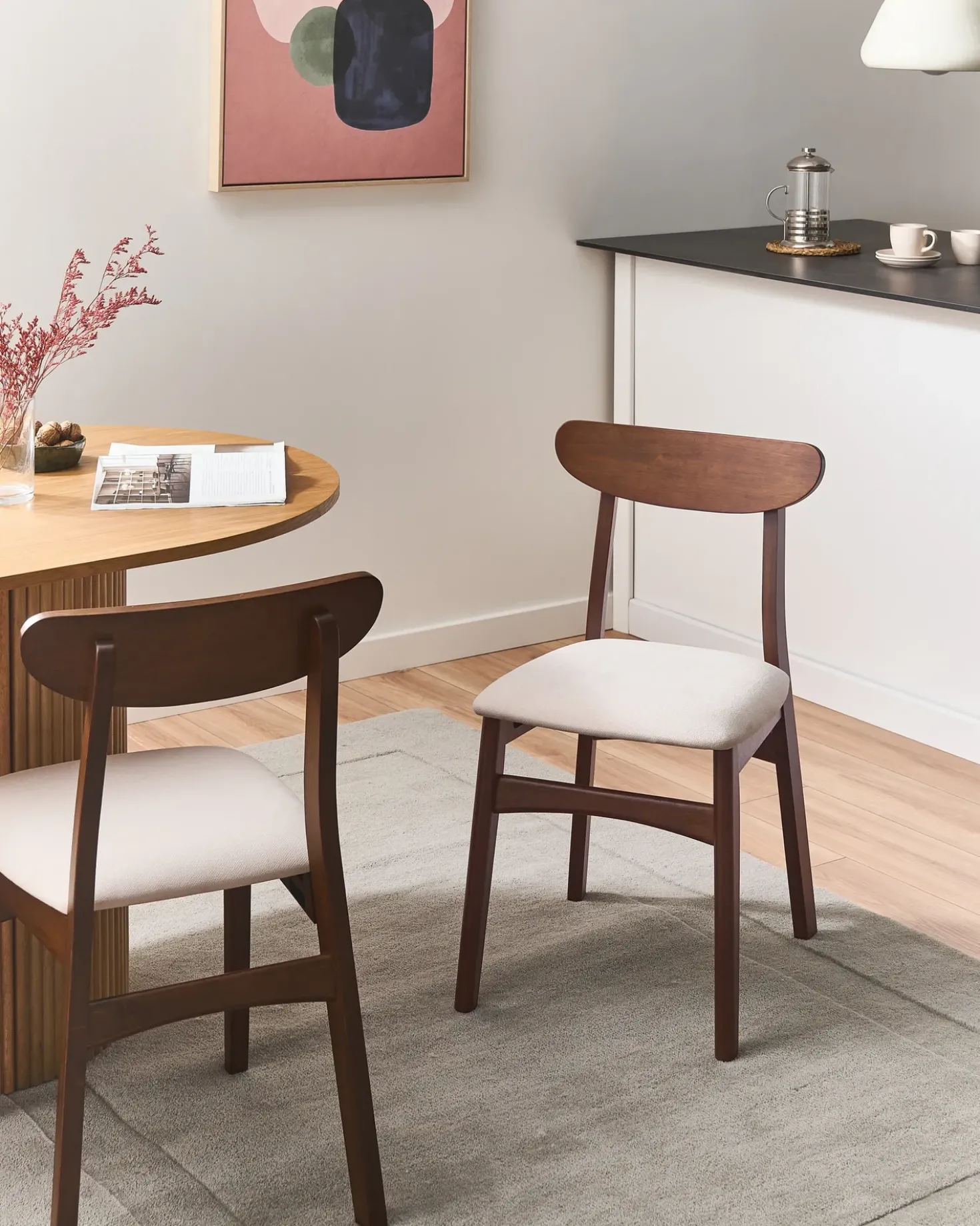 Set di 2 sedie da pranzo DOYLE Legno Marrone/Beige chiaro