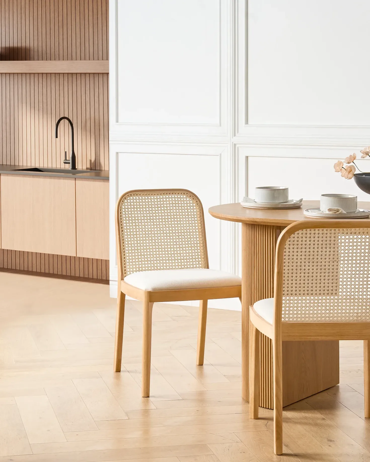 Set di 2 sedie da pranzo EDINA Tessuto Marrone chiaro/Beige