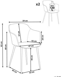 Set di 2 sedie da pranzo ELIM Tessuto Verde menta